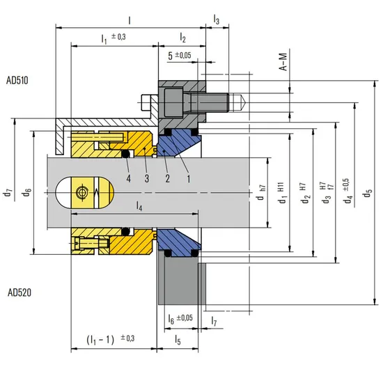 112 AD510/AD520 Mechanical Seals for Pumps Pusher Seals