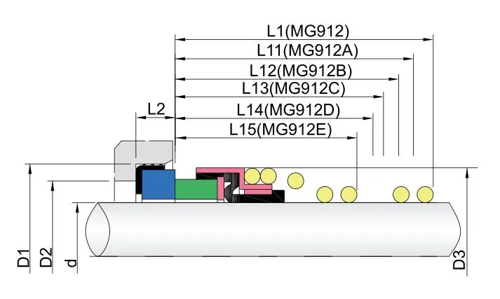 Elastomer Bellow Shaft Seals MG9B for Mechanical Seals