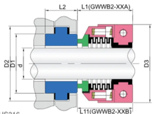 WG WB2 Elastomer Bellow Mechanical Seals for Pumps