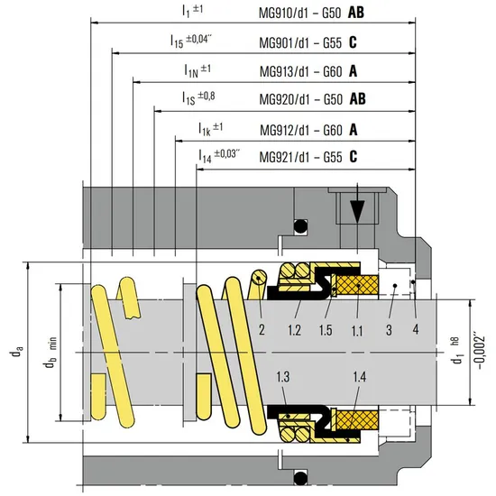 60 MG9 Mechanical Seals for Pumps Pusher Seals