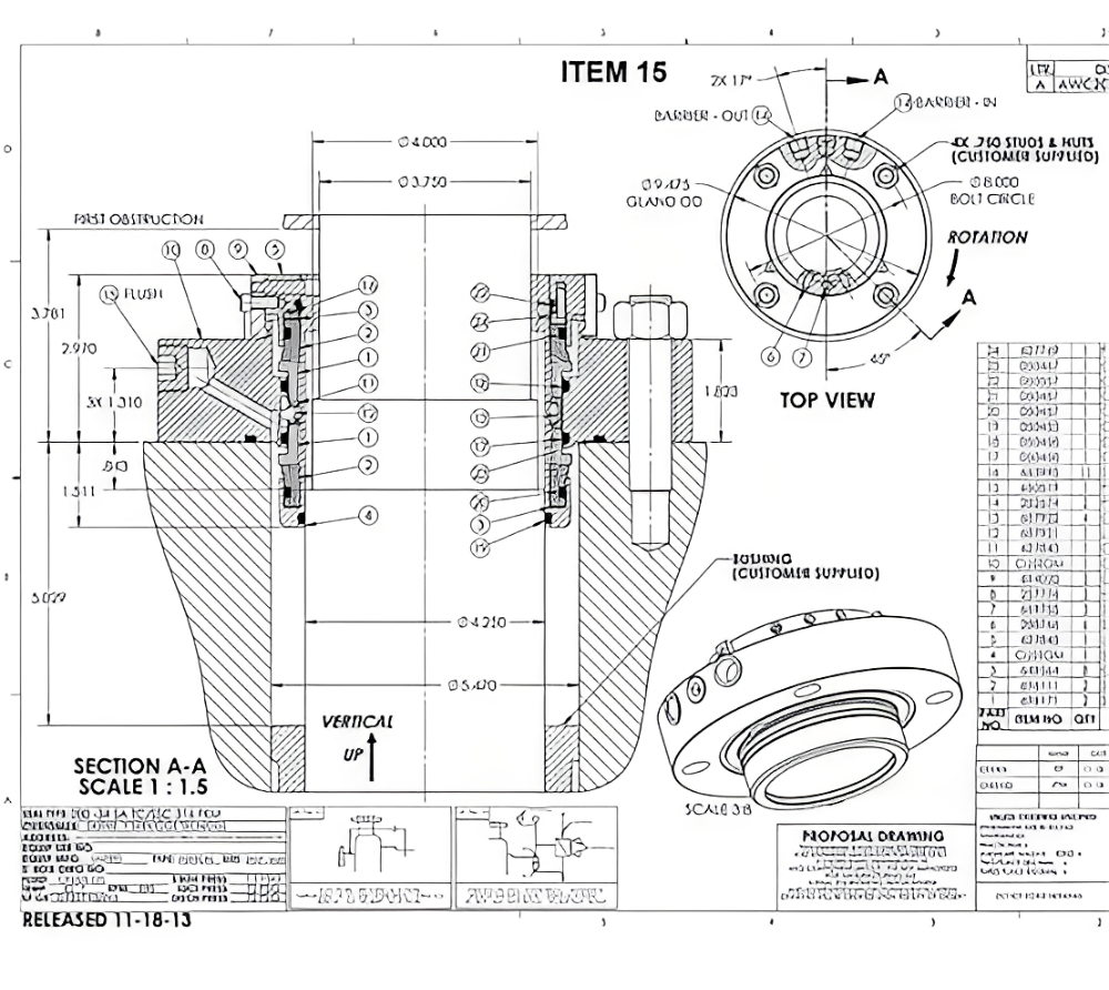CHESTERTON 280 Cartridge Mechanical Seal for Pumps Mixer ES94729 5R8G39 280-34 SA TC/SSC 316 FKM