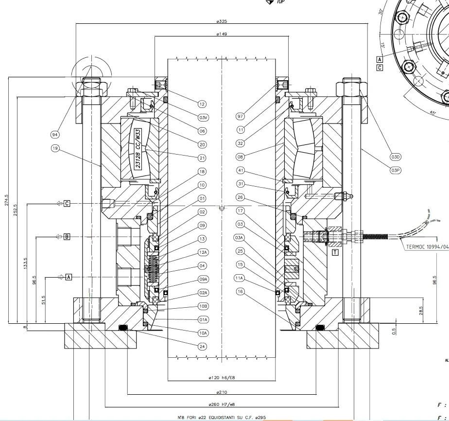 Fluiten Cartridge Mechanical Seal Type N3W140N3X DISEGNO F8109140120 GT810M1202