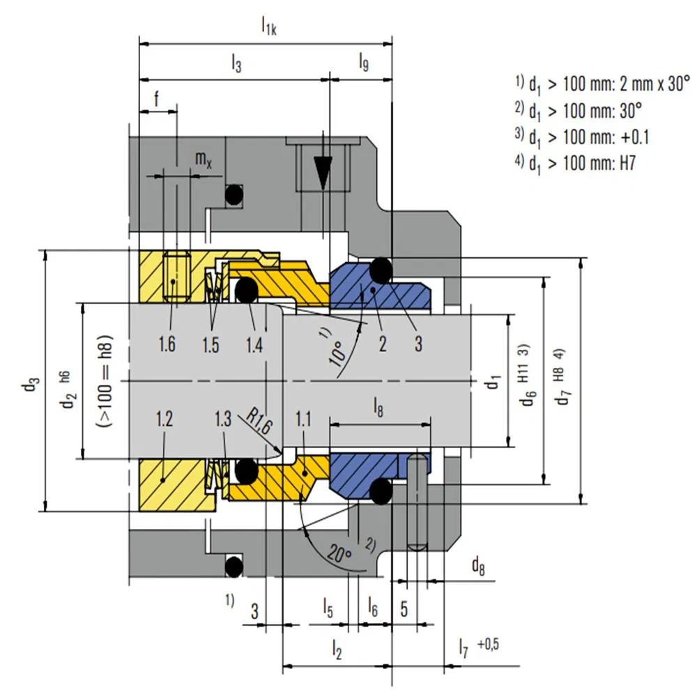16 H7N Mechanical Seals for Pumps Pusher Seals