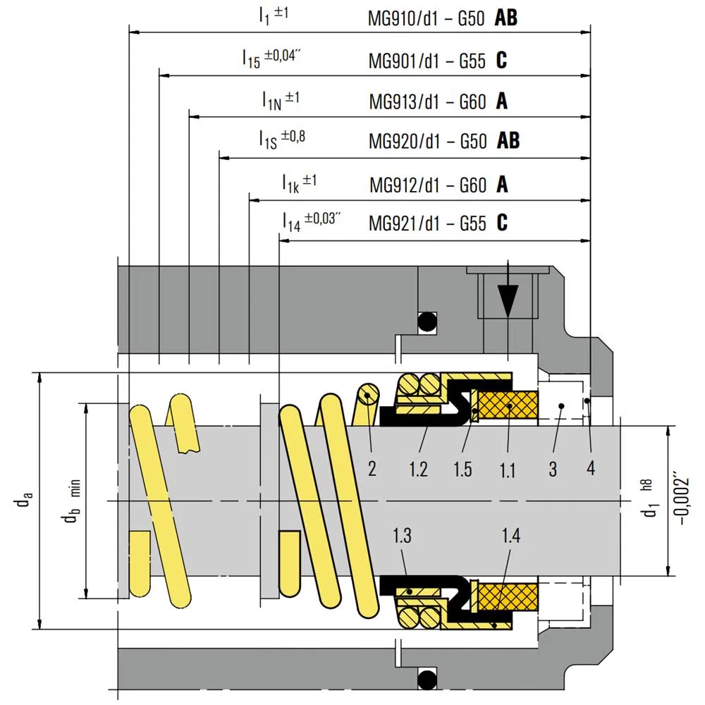 60 MG9 Mechanical Seals for Pumps Pusher Seals